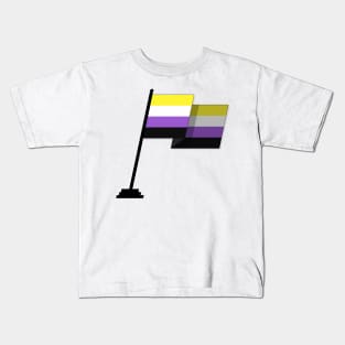 Large Waving Flag in Non-Binary Pride Flag Colors Kids T-Shirt